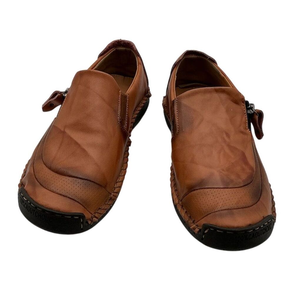 Men's Brown Leather Slip-On Sport Shoes Size 12 Casual